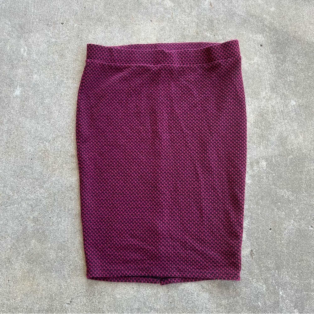 Torrid Gingham Pencil Skirt Size 2 18/20 Magenta & Black 2X